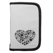 Dog Paws Trails Pawprints Heart White, Black Organizers