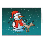 Dog Peeing on a Snowman Greeting Cards