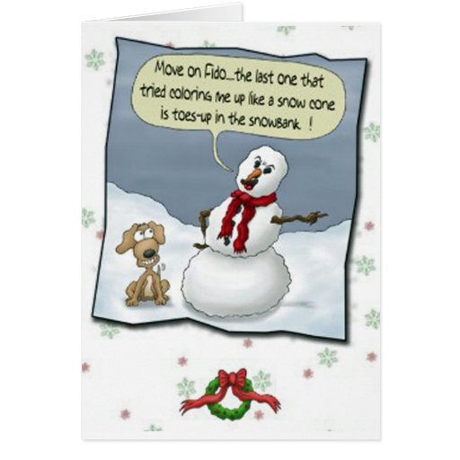 Dog Peeing on Snowman Threat Greeting Card Zazzle