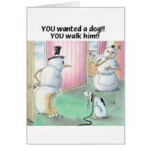 Dog Pees on Snowman Cards