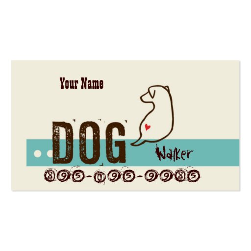 Dog / Pet Walker Sitter Groomer Etc Business Card Template (front side)