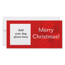 Dog Photo Snowflake Red White Christmas Card photo cards