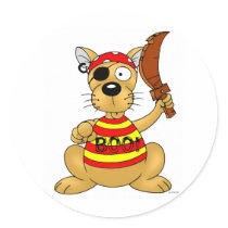 Dog pirate round sticker