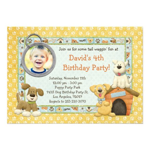 Dog Puppy Birthday Party Invitation