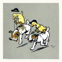 Dog-riding ducks posters