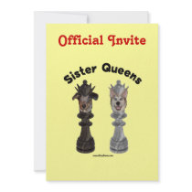 Dog Sister Chess Queens Invitations