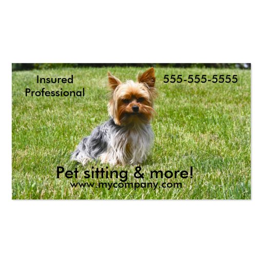 Dog sitting, pet sitting, dog care business card (front side)