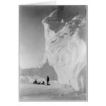 Dog Sled Team Resting by Iceberg Greeting Card