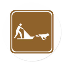 Dog sledding Highway Sign Round Stickers