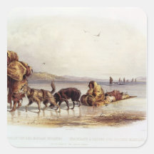 Dog Sledges of the Mandan Indians Square Stickers