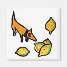 DOG SMELL LEMONS ART REFRIGERATOR MAGNET