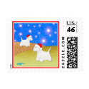 Dog Stamps -Christmas Westies by dogart Dog Stamps -Christmas Westies