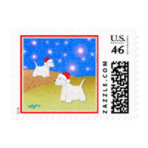 Dog Stamps -Christmas Westies by dogart Dog Stamps -Christmas Westies