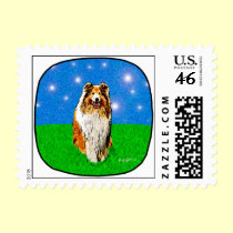 Dog Stamps - Coliie with Stars Postage