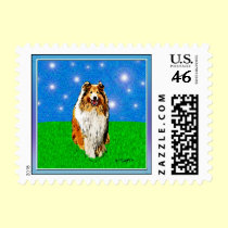 Dog Stamps: Collie with Stars Postage