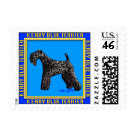postcard - This is an original Kerry Blue Terrier image by artist M.Light. The words "Kerry Blue Terrier" surround the artwork.