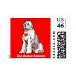 dog stamps   old english sheepdog  heart of gold