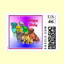 Dog Stamps -   "Pugs Rule" Postage Stamp
