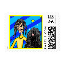 Dog Stamps - "Puli Dog & Owner" by dogart Dog Stamps - "Puli Dog & Owner"