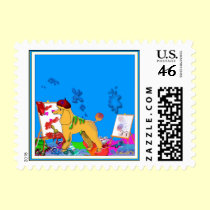 Dog Stamps - "The Poodle Artist" Dog Art Stamp stamps