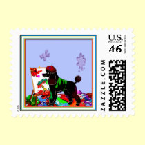 Dog Stamps - "The Poodle Artist" Dog Art Stamp