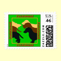Dog Stamps:  "Three Dachsuhunds" Postage Stamp