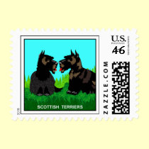 Dog Stamps -   "Two Scotties" Postage Stamp stamps
