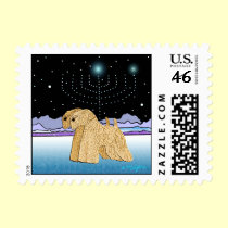 Dog Stamps -  Two Wheaten Terriers at Chanukah