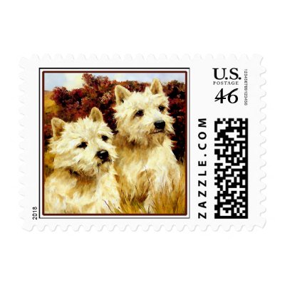 Dog Stamps -  West Highland Terriers by dogart