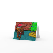 dog steals candycane cards