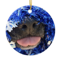 Dog sticking tongue out holiday pet ornament