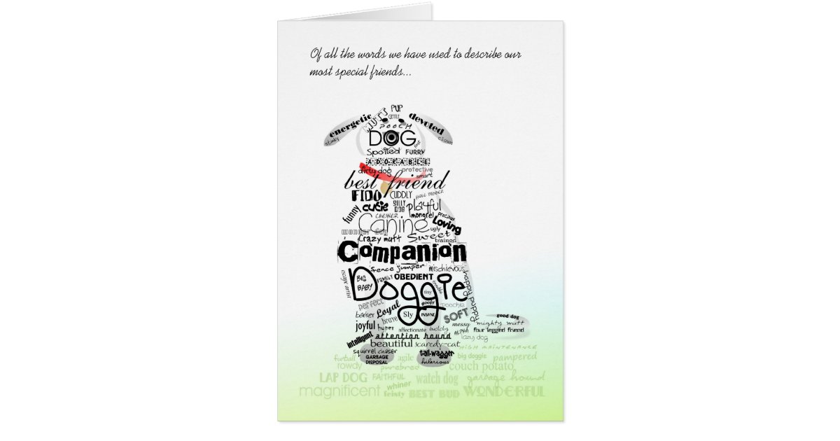 Dog Sympathy Card Words Used To Describe Our Dog Zazzle