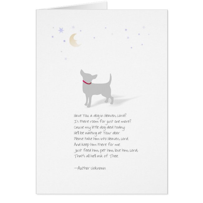 Dog Sympathy - Little Dog - Pet Loss Poem Greeting Card