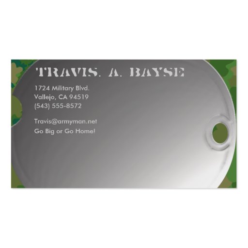 Dog Tag camo style Business Card (front side)