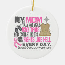Dog Tags Breast Cancer Mom Ornaments