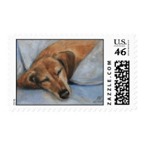 Dog Tired- the Dachshund postage