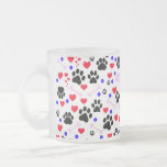 Dog Trails Paws Bones Dots Hearts Red Pink Blue Coffee Mugs
