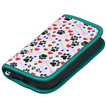 Dog Trails Paws Bones Dots Hearts Red Pink Blue Folio Planner