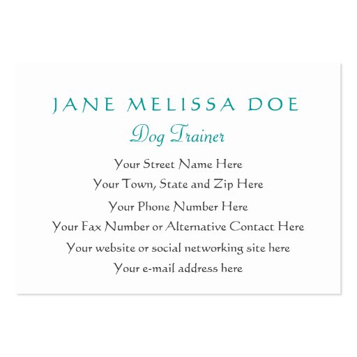 Dog Trainer or Tutor - Two Sided Business Card (back side)