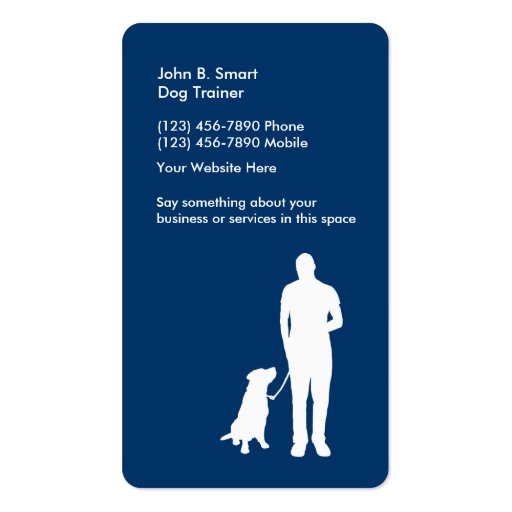 Dog Training And Obedience Business Cards Business Cards (back side)