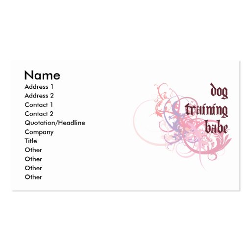 Dog Training Babe Business Card (front side)