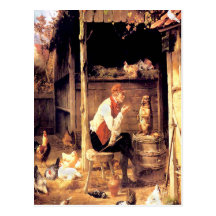 Dog Training Vintage Fine Art Painting Postcard