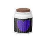 Dog Treat Jar Black Purple Heart Glitter Candy Dish