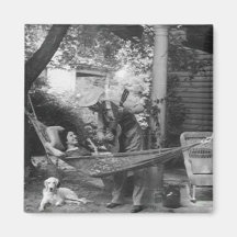Dog under hammock magnet