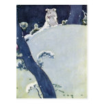 Dog Under Snowy Pines Post Cards