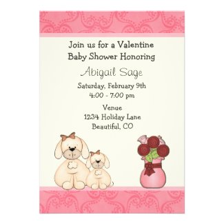 Dog Valentine Baby Shower Invitation for Girls