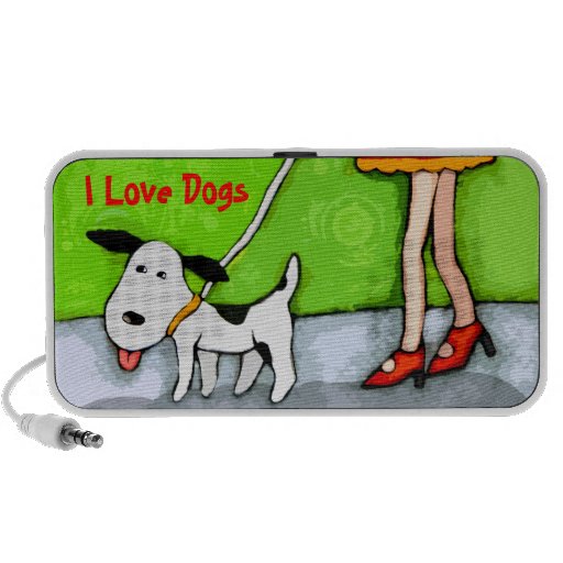 Dog Walk Custom Text Doodle Speaker