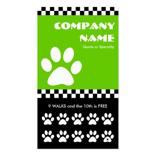 dog walker checkers punchcard business card : Zazzle