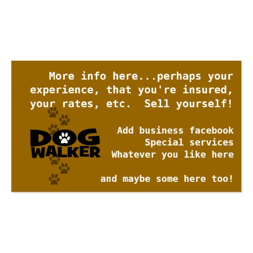 Dog Walker Fully customizable business card (back side)