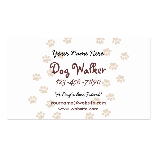 Dog Walker/Groomer/Veterinarian Business Card (back side)